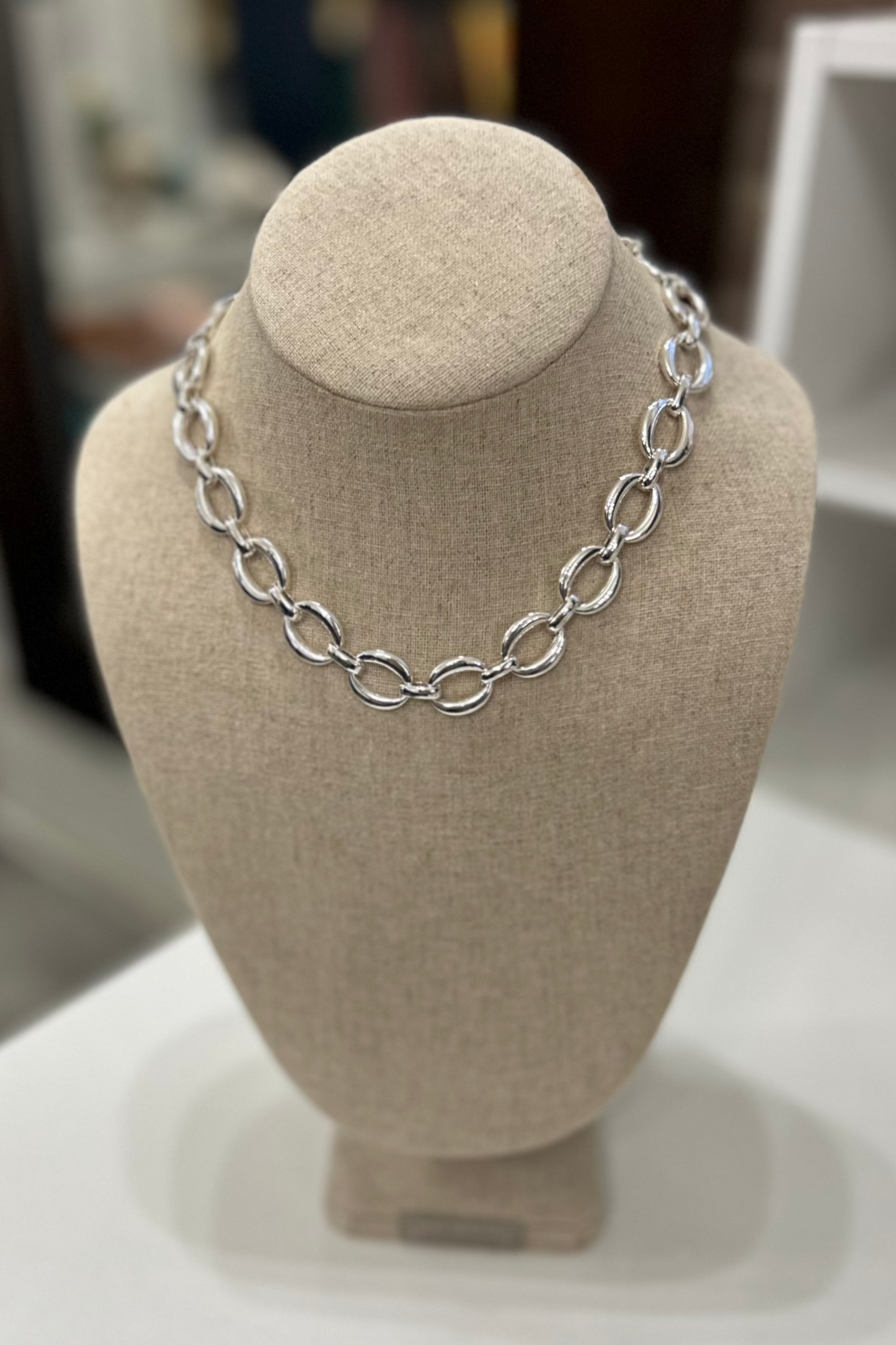 Oval Link Metal Necklace