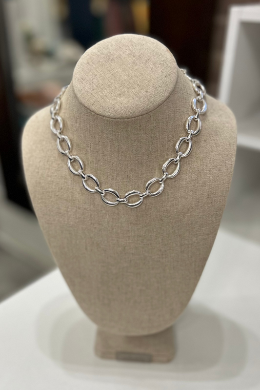 Oval Link Metal Necklace