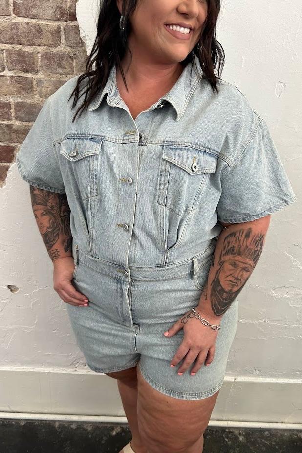 Denim Daydreams Shorts Romper