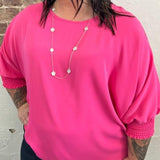 Dolman Sleeve Top W/ Smocked Sleeves