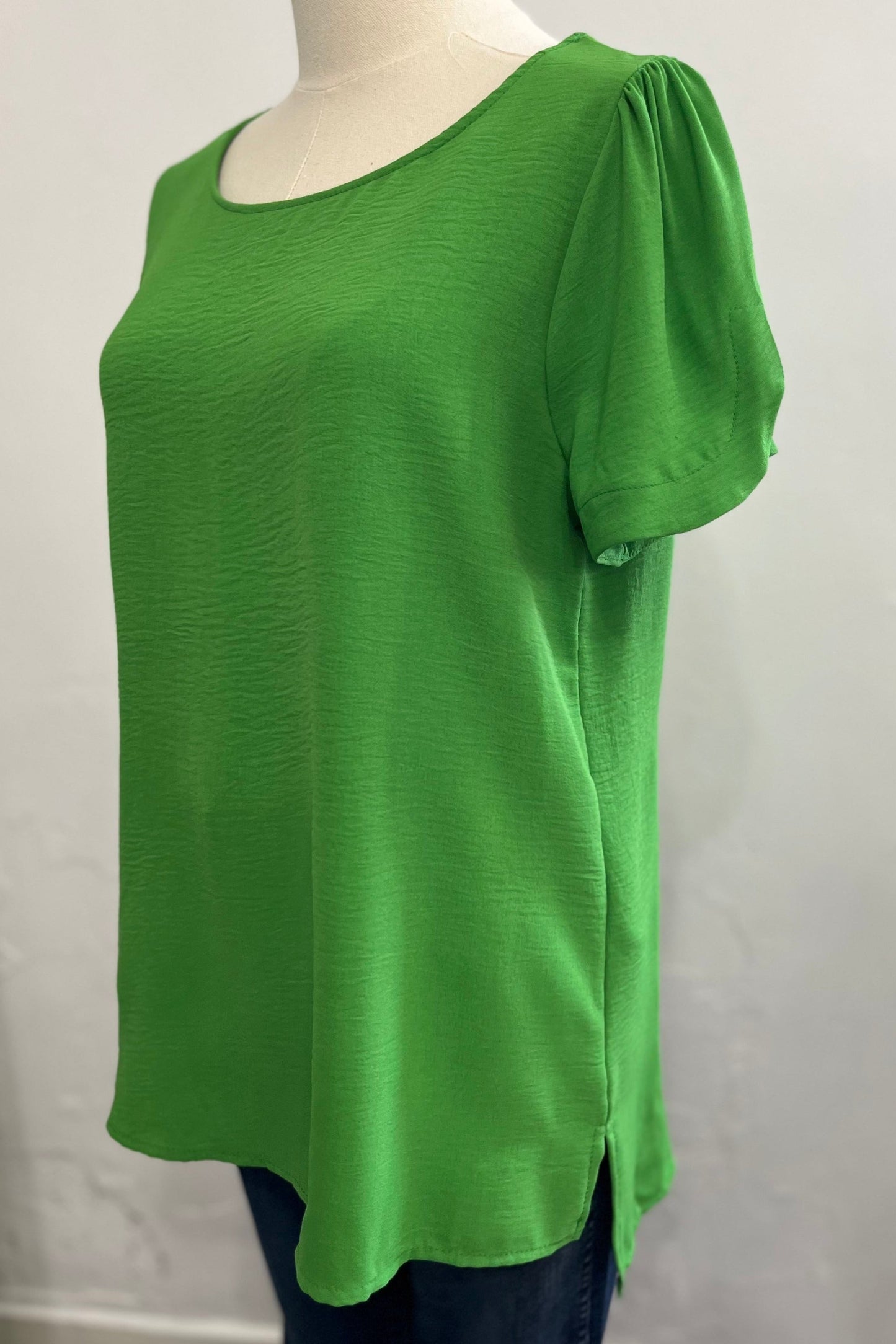 Notched Sleeve Round Neck Tee