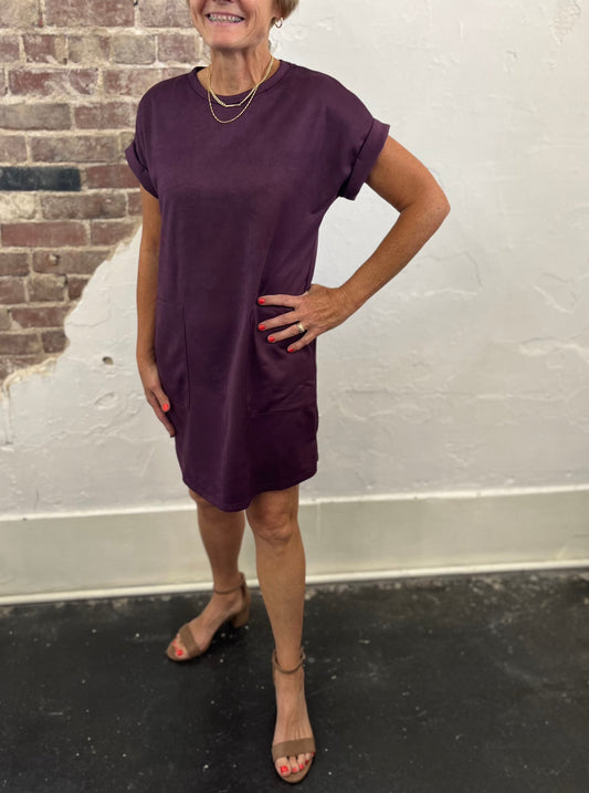 Suede Front Pocket Dress