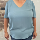 Waterfall Sleeve V-Neck Blouse