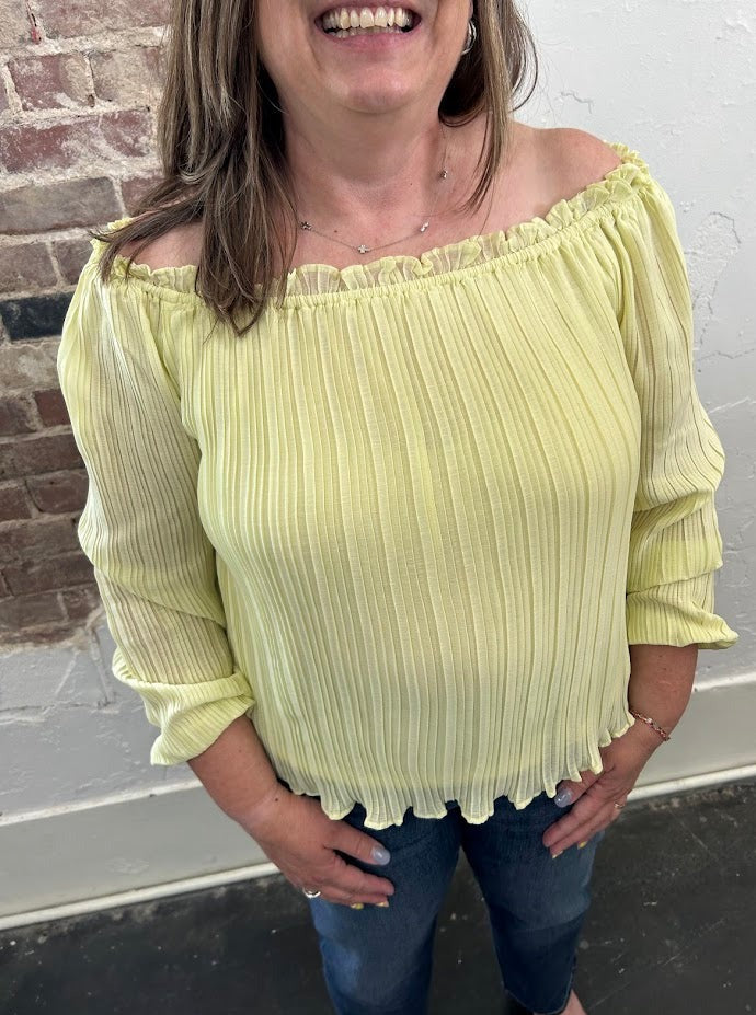 Off the Shoulder Pleated Top