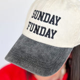 Photo of model wearing a ballcap with "Sunday Funday" embroidered 
