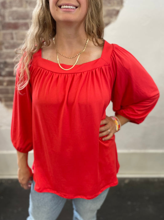 Square Neck Flare Solid Top