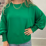 Long Sleeve Top W/ Shirring Sleeve