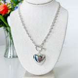 Puffy Heart Toggle Clasp Necklace