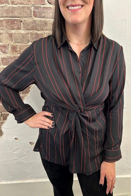 No Holding Back Striped Blouse