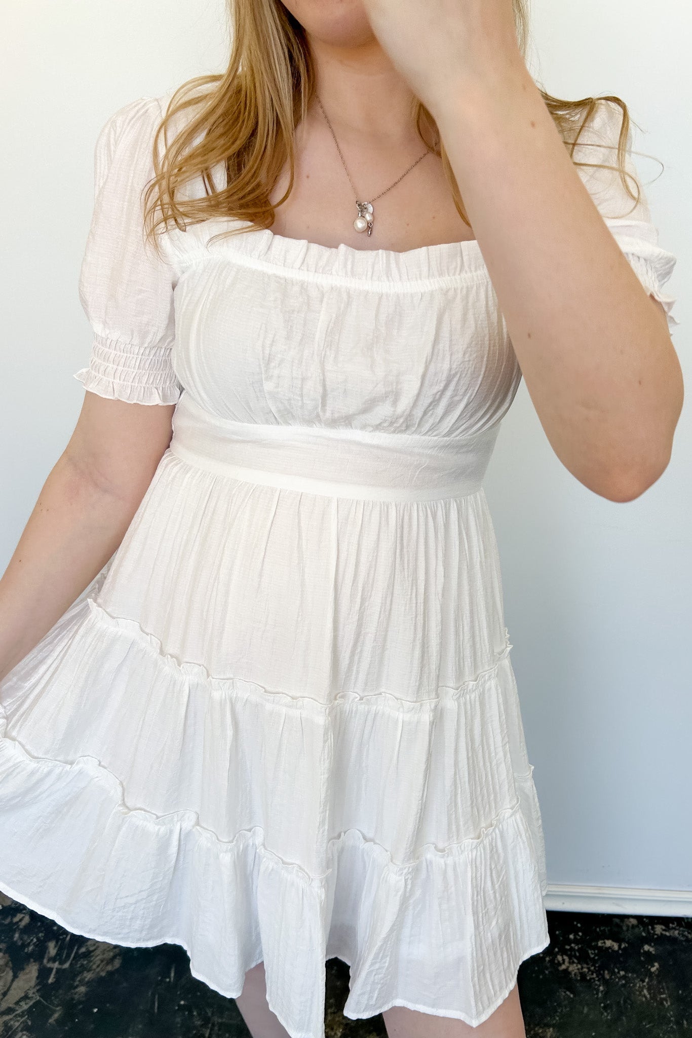 Walk This Way Smocked Mini Dress White / M Walk This Way Smocked Mini Dress White / M