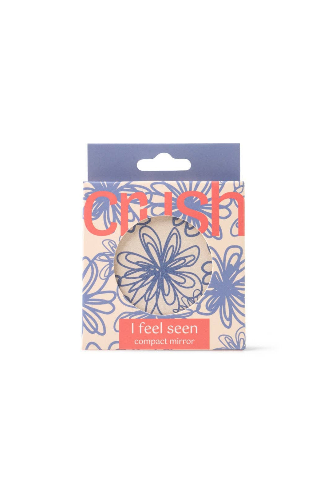 Compact mirror with floral design packaging on a white background