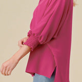 Dolman Sleeve Top W/ Smocked Sleeves