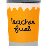 Tumbler with 'teacher fuel' design on a white background