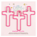 Pink cross-shaped paper clips on a pink background with 'Callie's' branding.