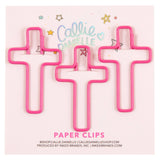 Pink cross-shaped paper clips on a pink background with 'Callie's' branding.