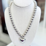 Puffy Heart Ball Bead Necklace