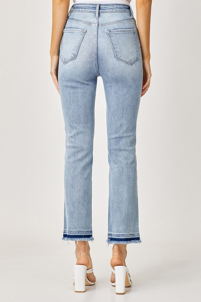 Hi-Rise Cross Over Straight Jeans