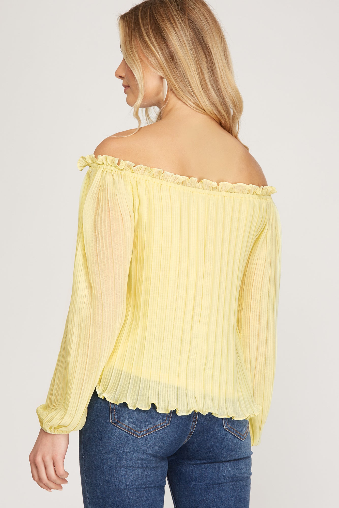 Off the Shoulder Pleated Top