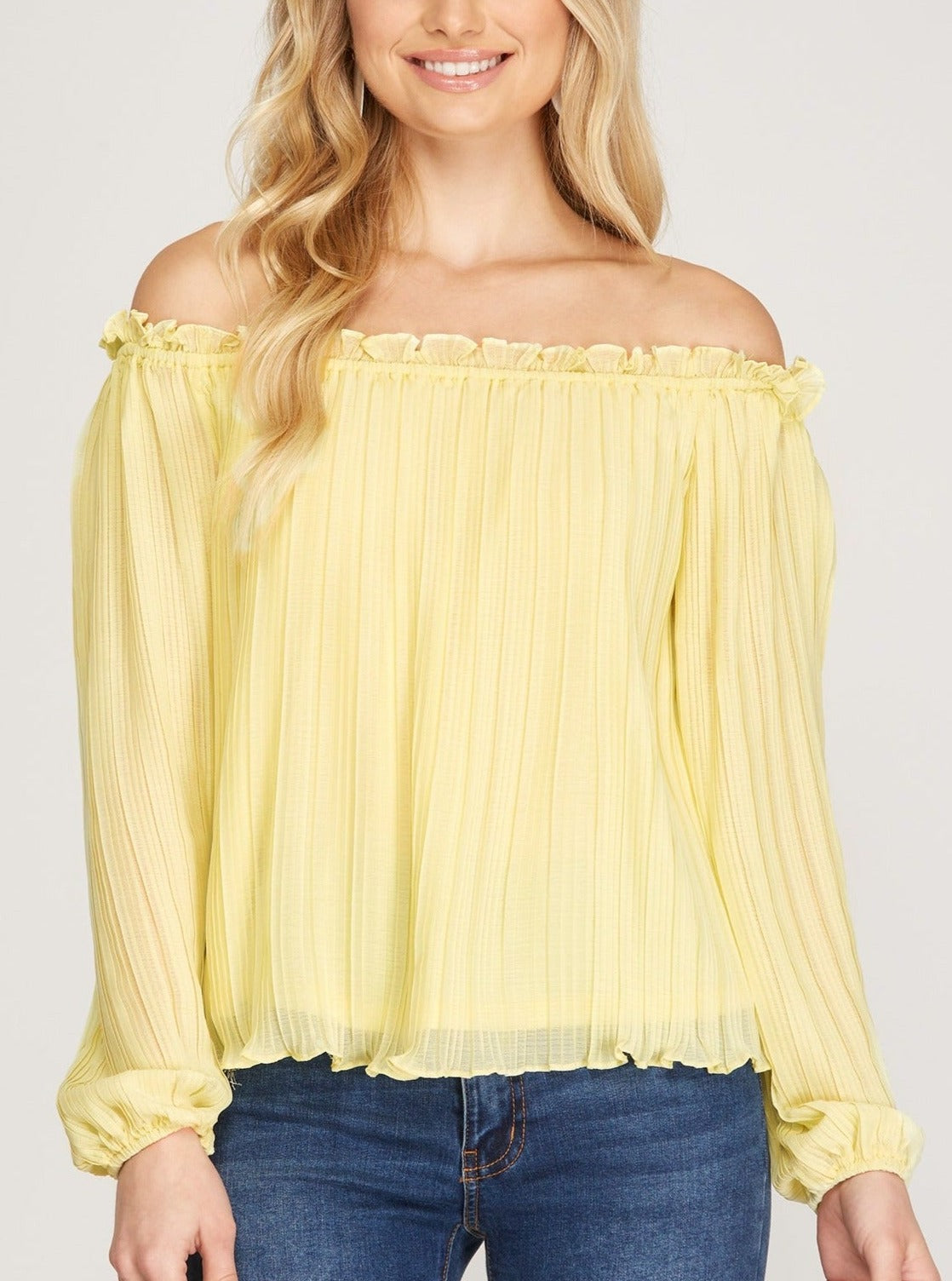 Off the Shoulder Pleated Top