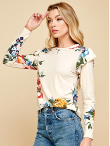 Floral Ruffle Long Sleeve Top