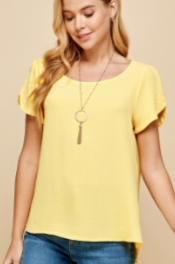 Notched Sleeve Round Neck Tee