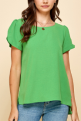 Notched Sleeve Round Neck Tee