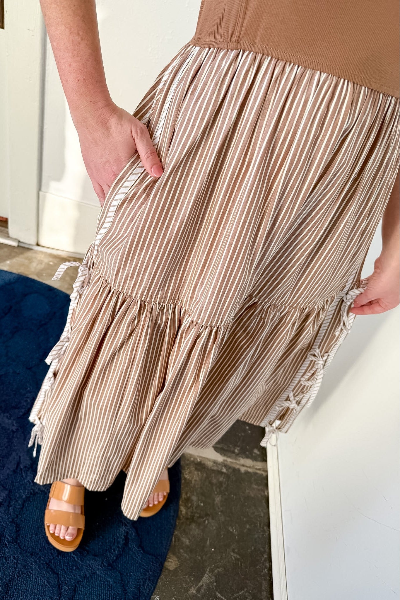 Sounds of Spring Striped Dress Camel / S Sounds of Spring Striped Dress Camel / S