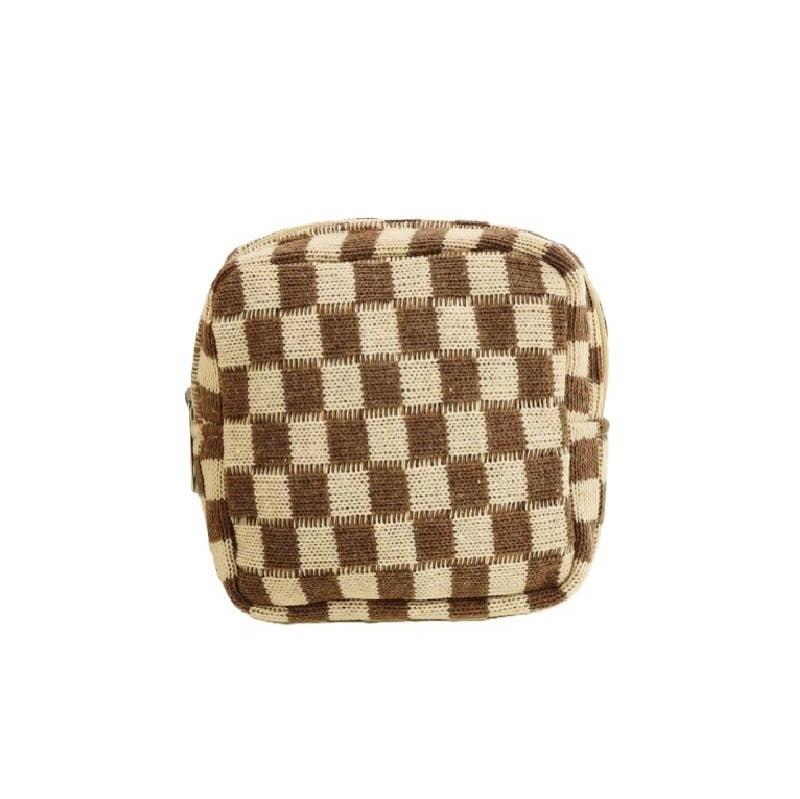 Mini Checkered Cosmetic Travel Case