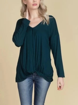 Plus Solid Jersey Draped Top