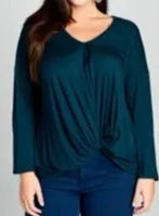 Plus Solid Jersey Draped Top