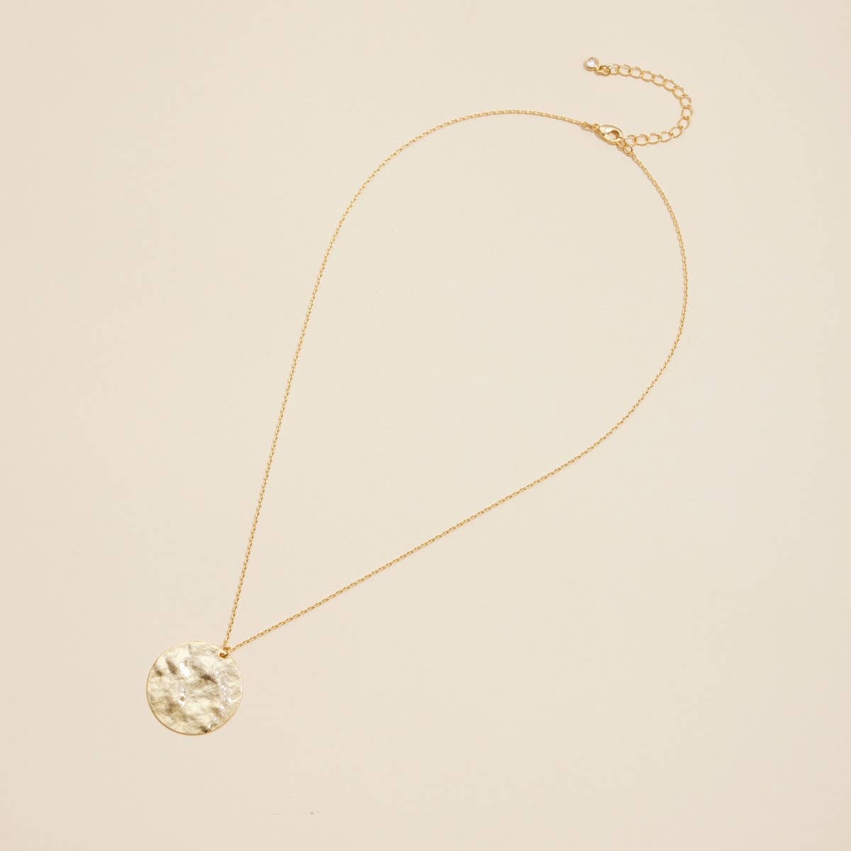 Hammered Round Charm Necklace