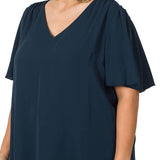 Waterfall Sleeve V-Neck Blouse